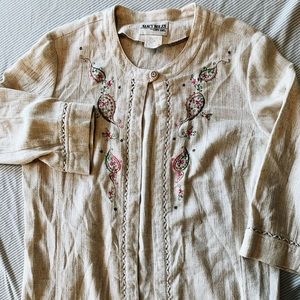 Vintage Boho Embroidered Canvas Cardigan